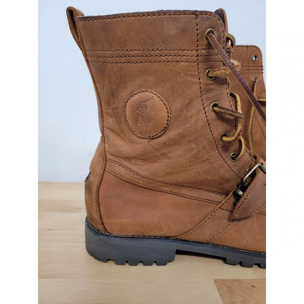 Polo Ralph Lauren Ranger Boots Mens 12 D Brown Brandy Timber Leather Moc Toe
